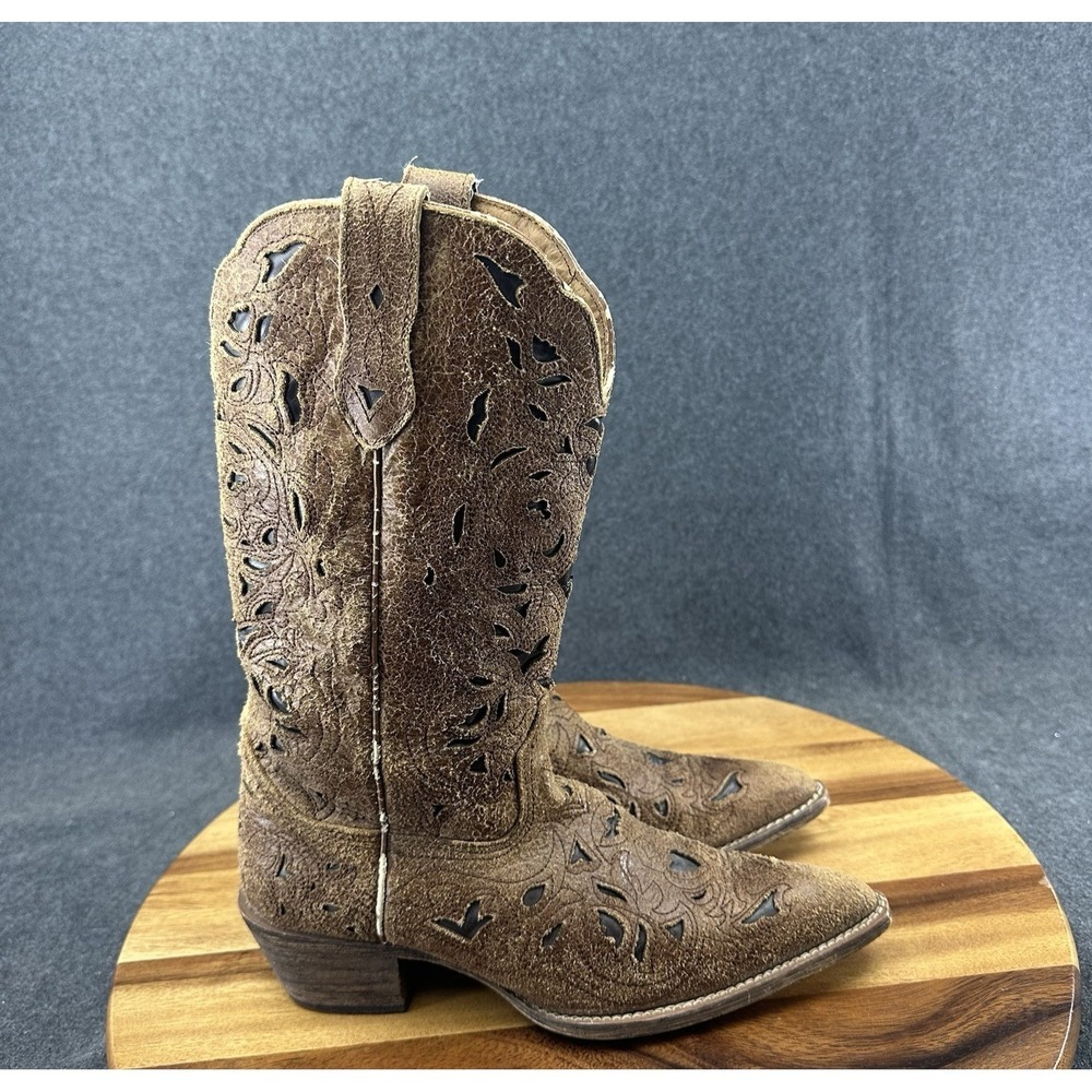 Laredo Womans 6.5 Miranda 52101 Southwestern Dry Leathered Cowboy Inlay Boot